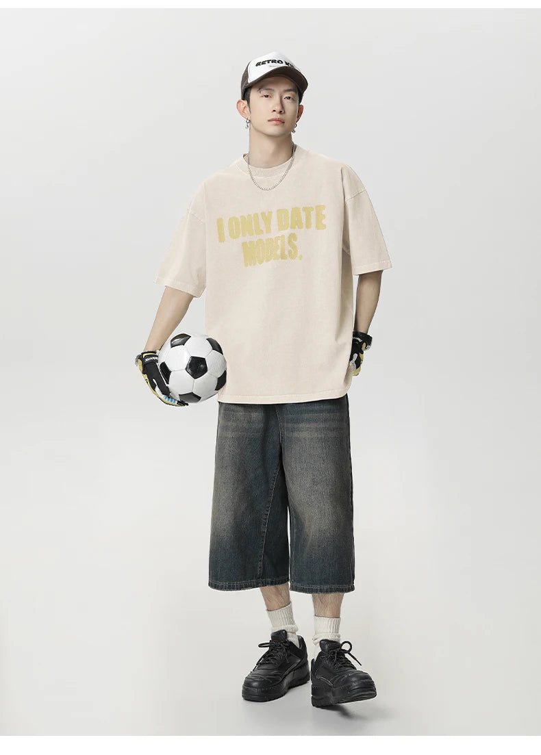 'I Only Date Models' Acid Wash T-Shirt-streetwear-techwear