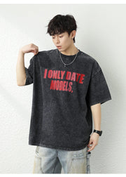 'I Only Date Models' Acid Wash T-Shirt-streetwear-techwear