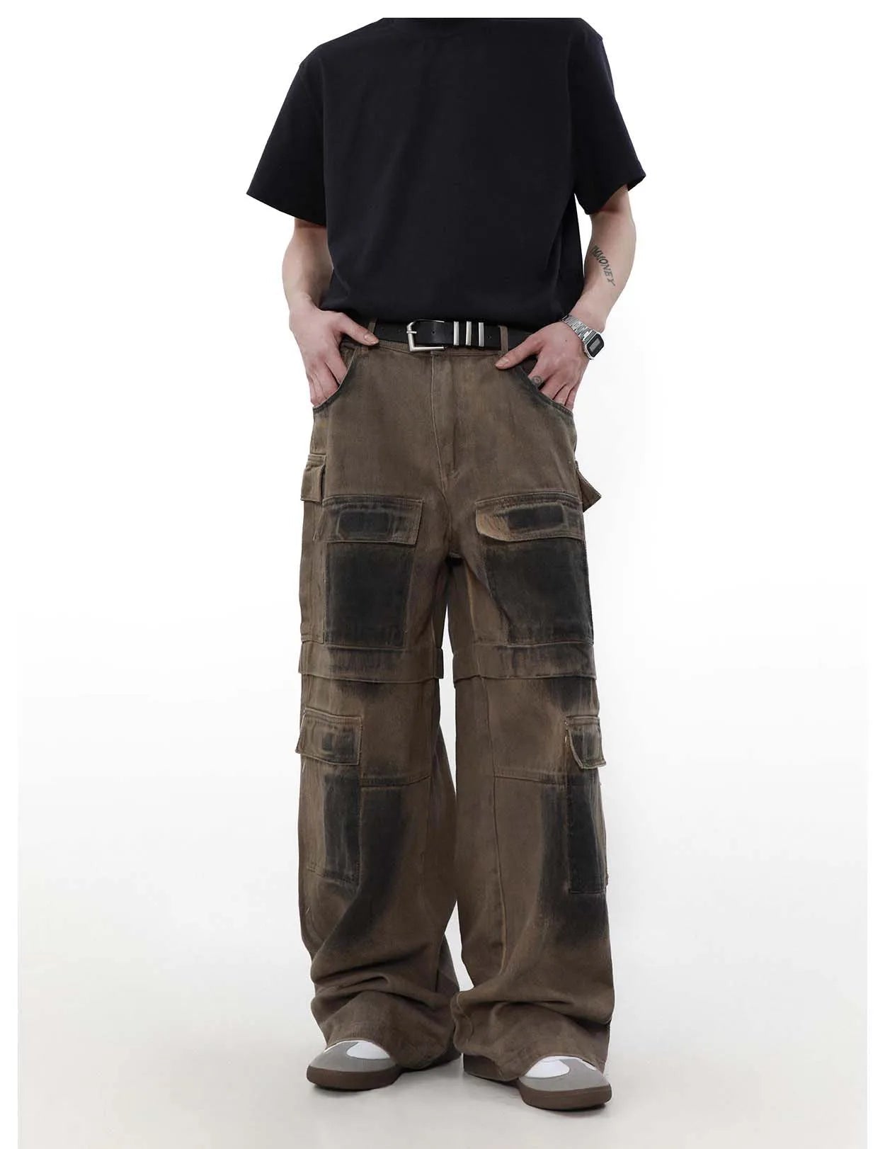 Industrial Wash Baggy Cargo Jeans-streetwear-techwear