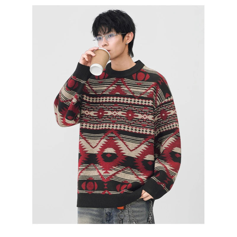 Jacquard Grandad Jumper-streetwear-techwear