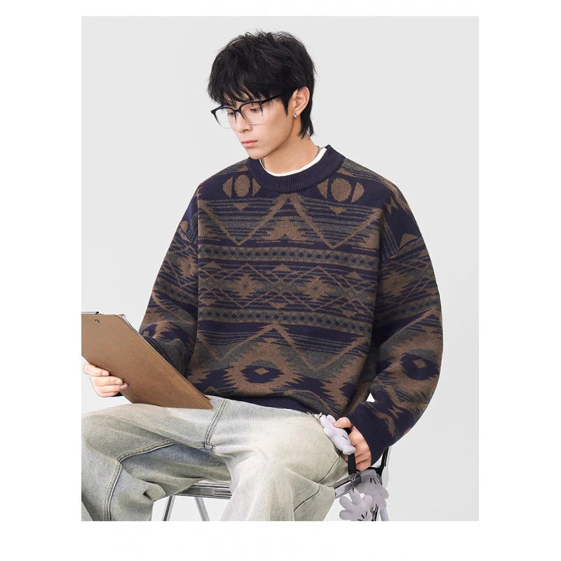 Jacquard Grandad Jumper-streetwear-techwear