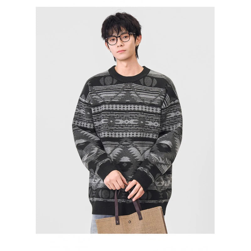 Jacquard Grandad Jumper-streetwear-techwear