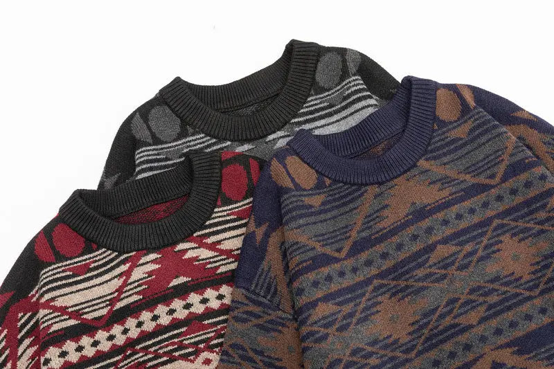 Jacquard Grandad Jumper-streetwear-techwear