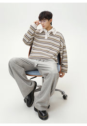 Knitted Stripe Rugby Shirt-streetwear-techwear