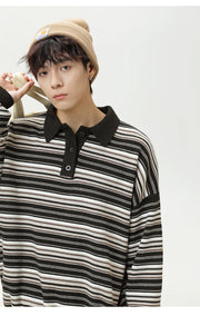 Knitted Stripe Rugby Shirt-streetwear-techwear