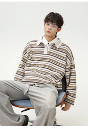 Knitted Stripe Rugby Shirt-streetwear-techwear