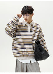 Knitted Stripe Rugby Shirt-streetwear-techwear