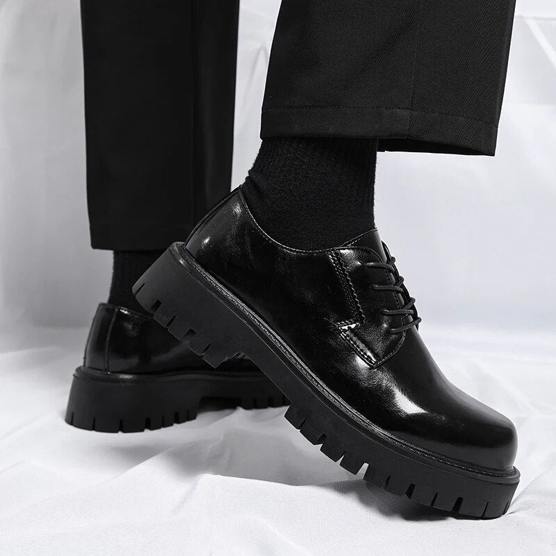 Lace-up Chunky Sole Derby Shoes-streetwear-techwear