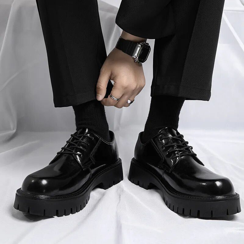 Lace-up Chunky Sole Derby Shoes-streetwear-techwear