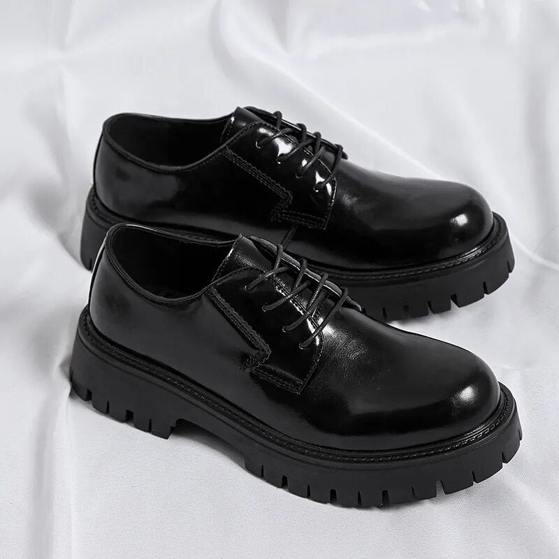 Lace-up Chunky Sole Derby Shoes-streetwear-techwear