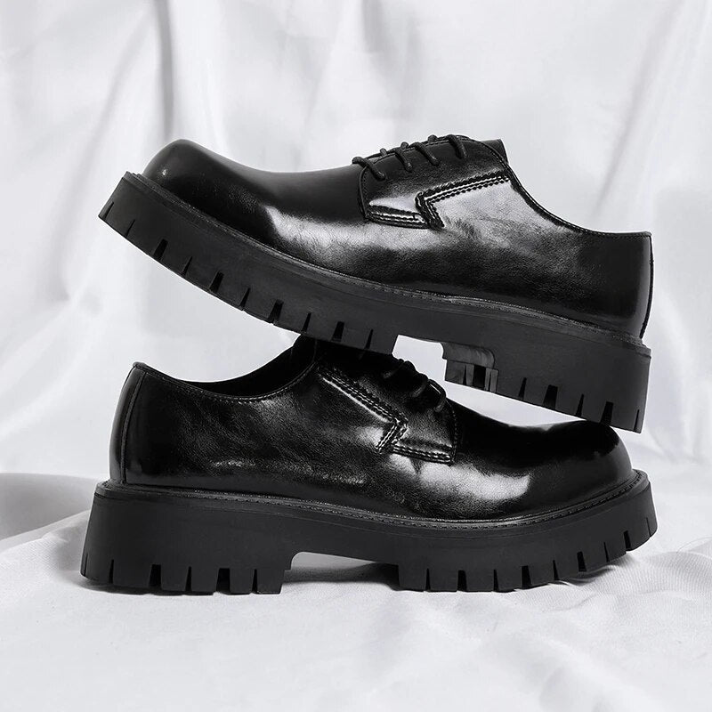 Lace-up Chunky Sole Derby Shoes-streetwear-techwear