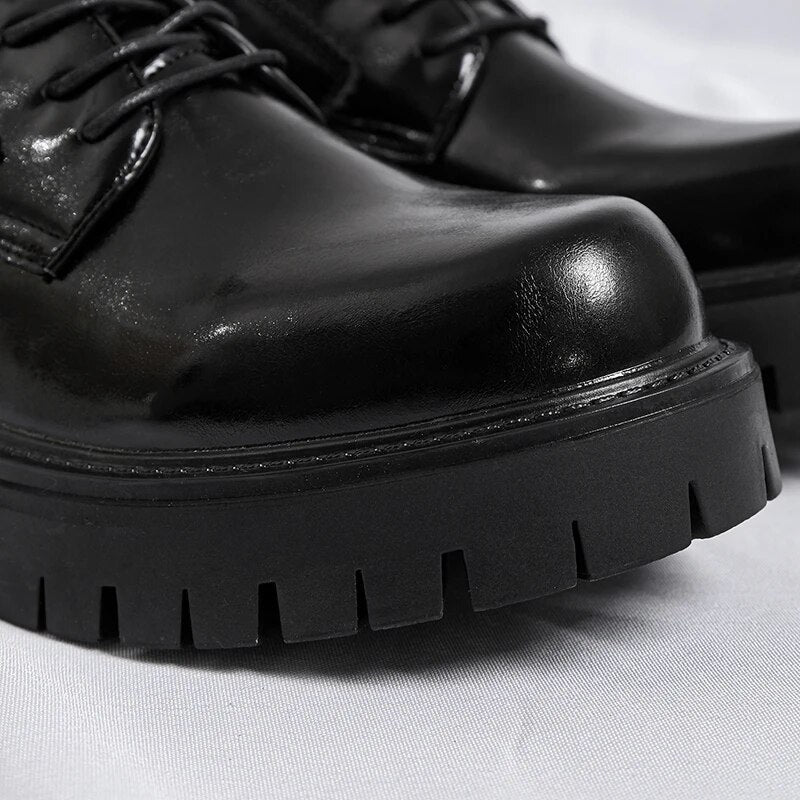 Lace-up Chunky Sole Derby Shoes-streetwear-techwear