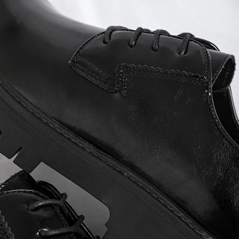 Lace-up Chunky Sole Derby Shoes-streetwear-techwear