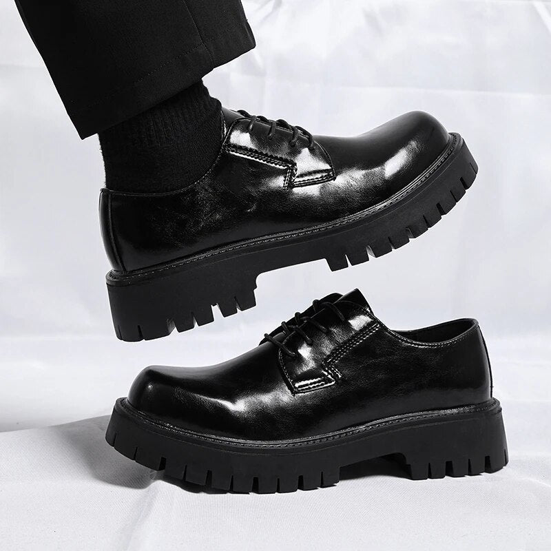 Lace-up Chunky Sole Derby Shoes-streetwear-techwear