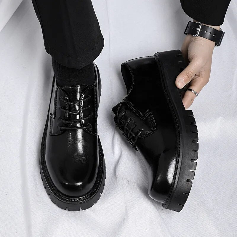 Lace-up Chunky Sole Derby Shoes-streetwear-techwear