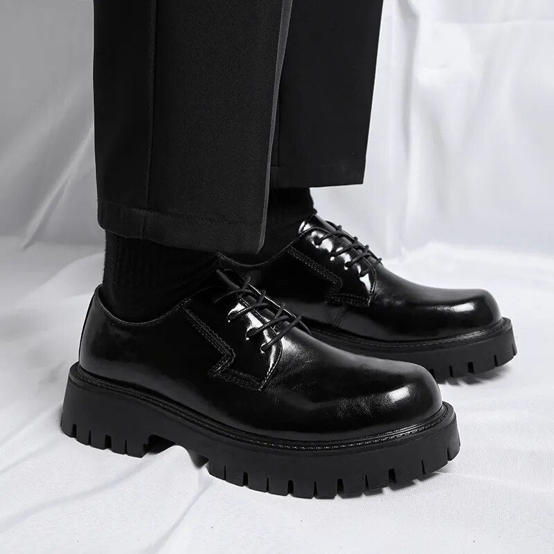 Lace-up Chunky Sole Derby Shoes-streetwear-techwear