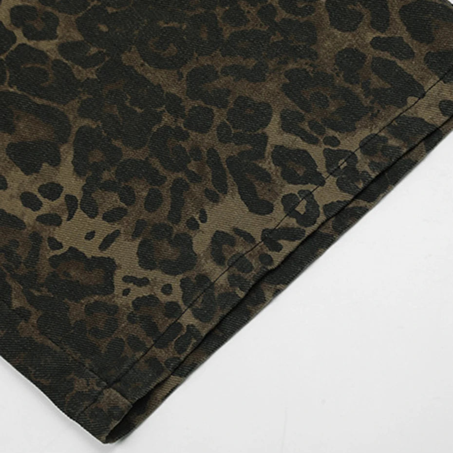 Leopard Print Cargo Jorts-streetwear-techwear