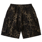Leopard Print Cargo Shorts-streetwear-techwear