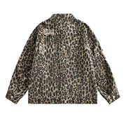 Leopard Print Distressed Western Jacket-streetwear-techwear