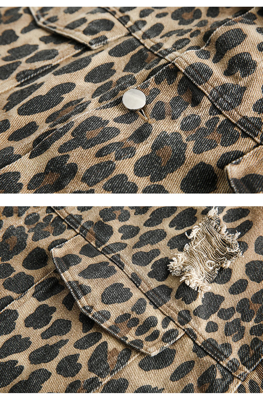 Leopard Print Distressed Western Jacket-streetwear-techwear
