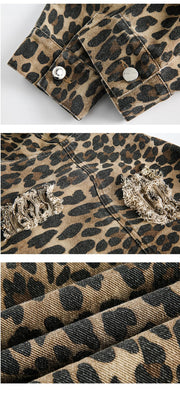 Leopard Print Distressed Western Jacket-streetwear-techwear