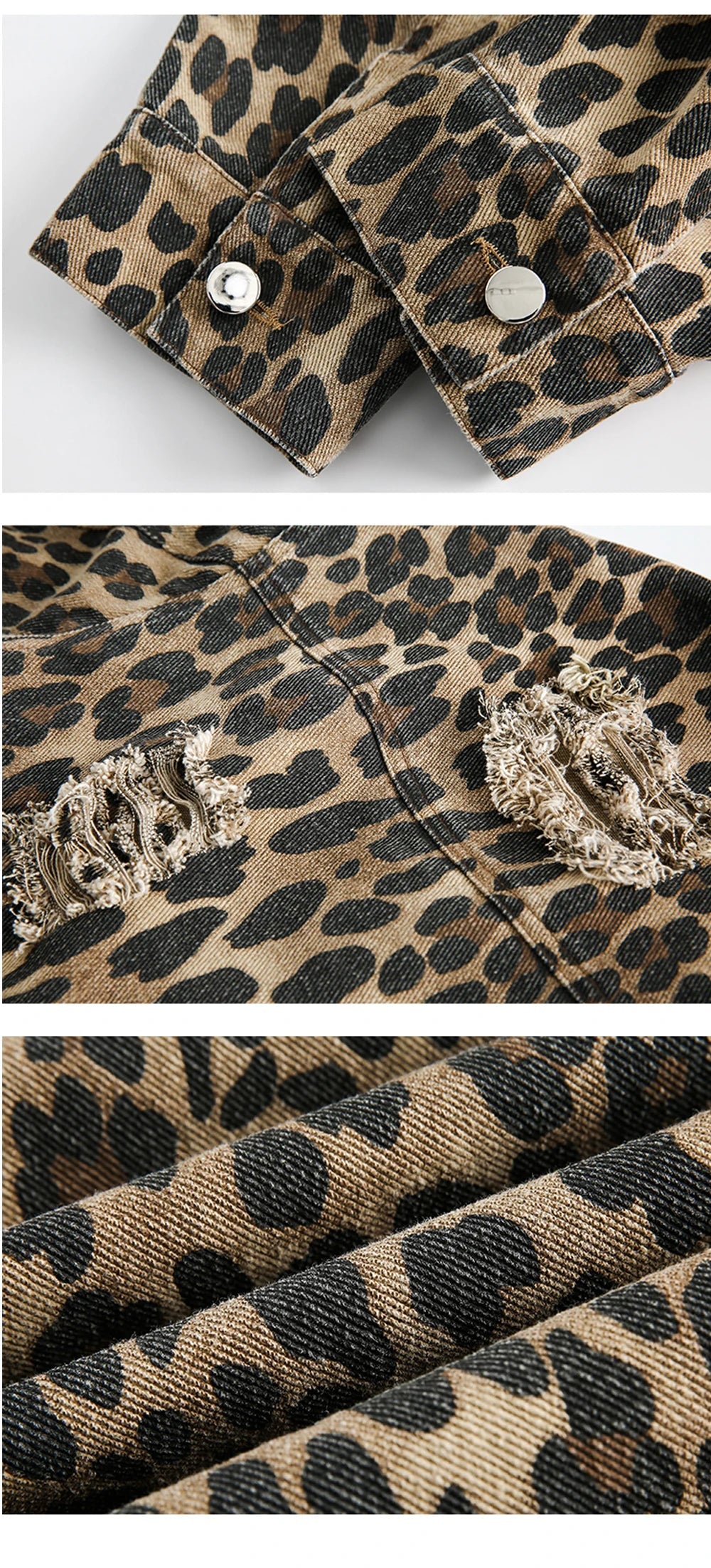 Leopard Print Distressed Western Jacket | Streetwear at