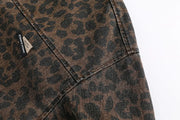 Leopard Print Zipped Trucker Jacket-streetwear-techwear