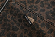Leopard Print Zipped Trucker Jacket-streetwear-techwear