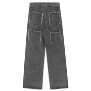 Lightning Star Patch Baggy Jeans-streetwear-techwear