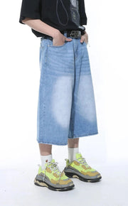 Long Length Mid Blue Jorts-streetwear-techwear