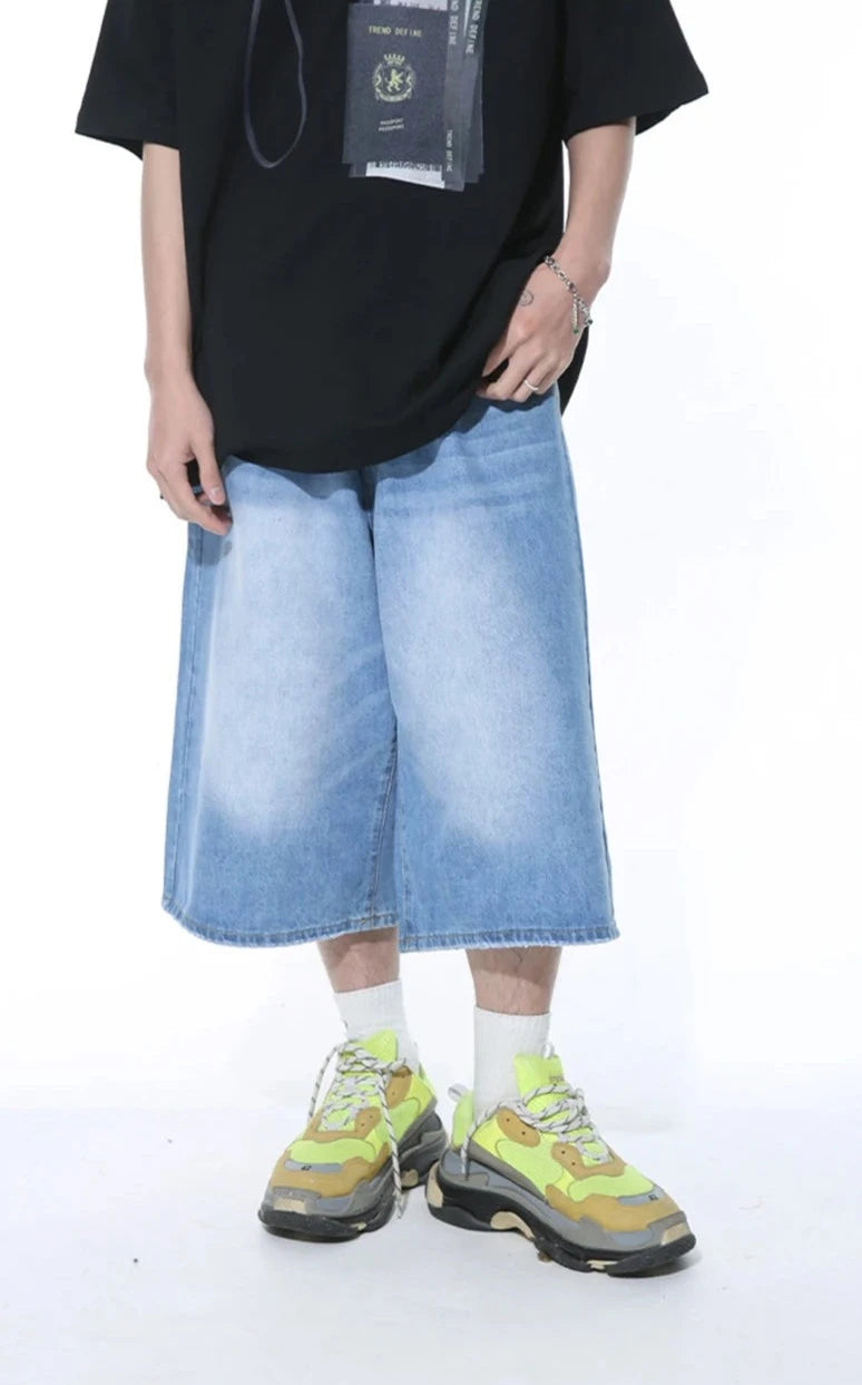 Long Length Mid Blue Jorts-streetwear-techwear