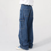 Loose Fit Cargo Jeans-streetwear-techwear