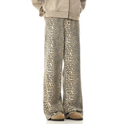 Loose Fit Leopard Print Jeans-streetwear-techwear