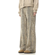 Loose Fit Leopard Print Jeans-streetwear-techwear