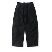 Black wide-leg cargo pants with a high waist, laid flat on a white background.