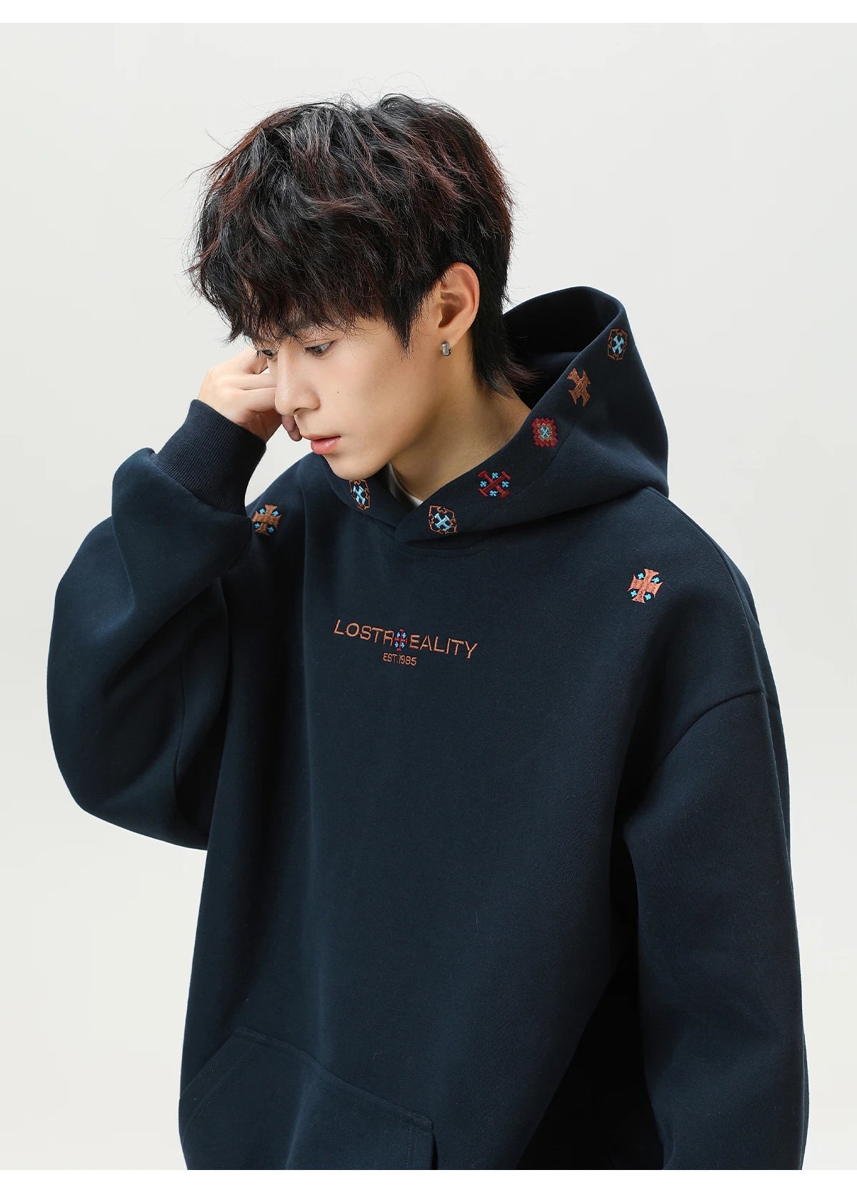 Lost Reality Embroidered Hoodie-streetwear-techwear