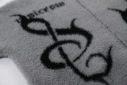 Lyric Symbol Faux Fur Zip-up Sweater-streetwear-techwear