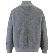 Lyric Symbol Faux Fur Zip-up Sweater-streetwear-techwear