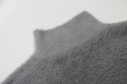 Lyric Symbol Faux Fur Zip-up Sweater-streetwear-techwear
