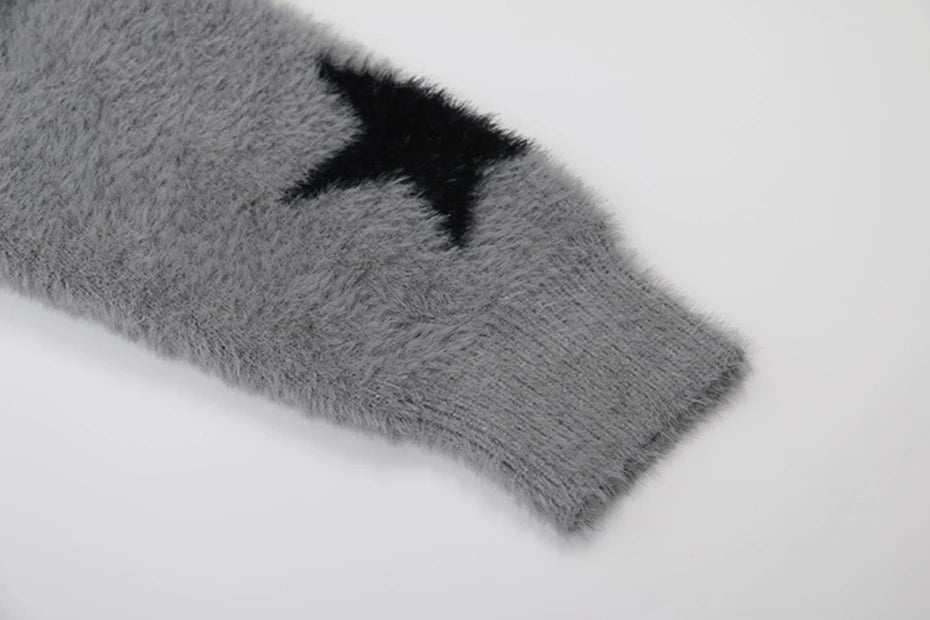 Lyric Symbol Faux Fur Zip-up Sweater-streetwear-techwear