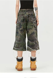 MADE EXTREME Long Length Camo Cargo Shorts-streetwear-techwear