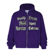 MADE EXTREME Multi Gothic Logo Zip Up Hoodie-streetwear-techwear