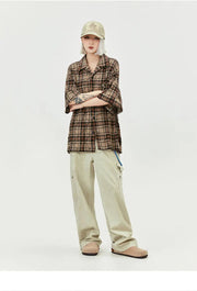 MADE EXTREME Oversized Short Sleeve Plaid Shirt-streetwear-techwear
