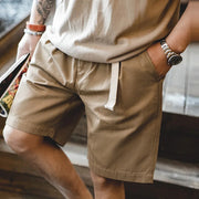 MADEN Belted Herringbone Twill Shorts-streetwear-techwear