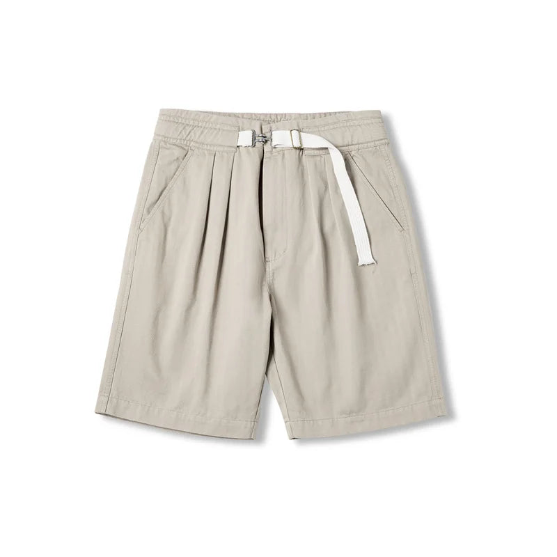 MADEN Belted Herringbone Twill Shorts-streetwear-techwear