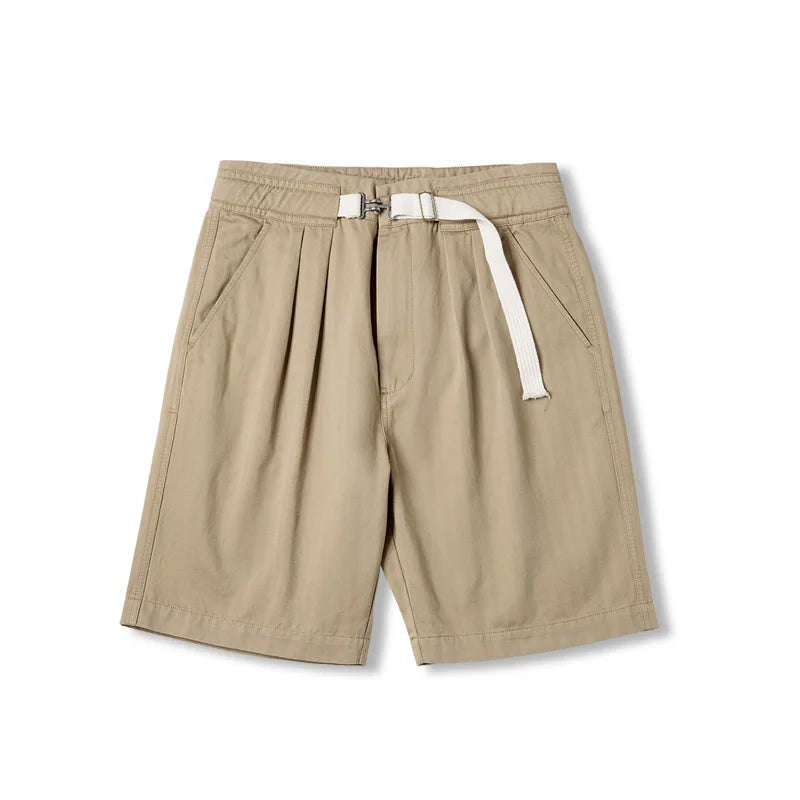 MADEN Belted Herringbone Twill Shorts-streetwear-techwear