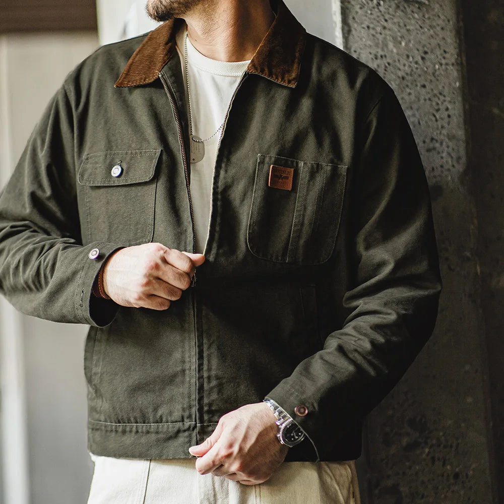 MADEN Heavyweight Corduroy Collar Canvas Workwear | Streetwear at