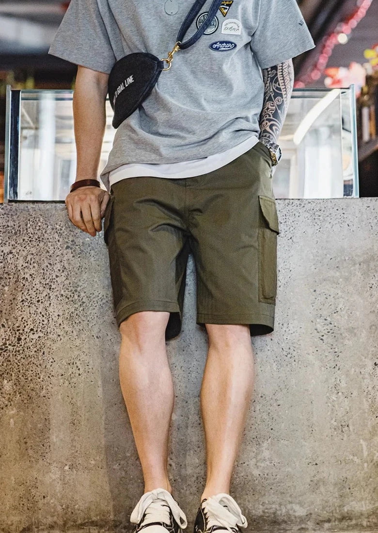 MADEN Herringbone Twill Cargo Shorts-streetwear-techwear