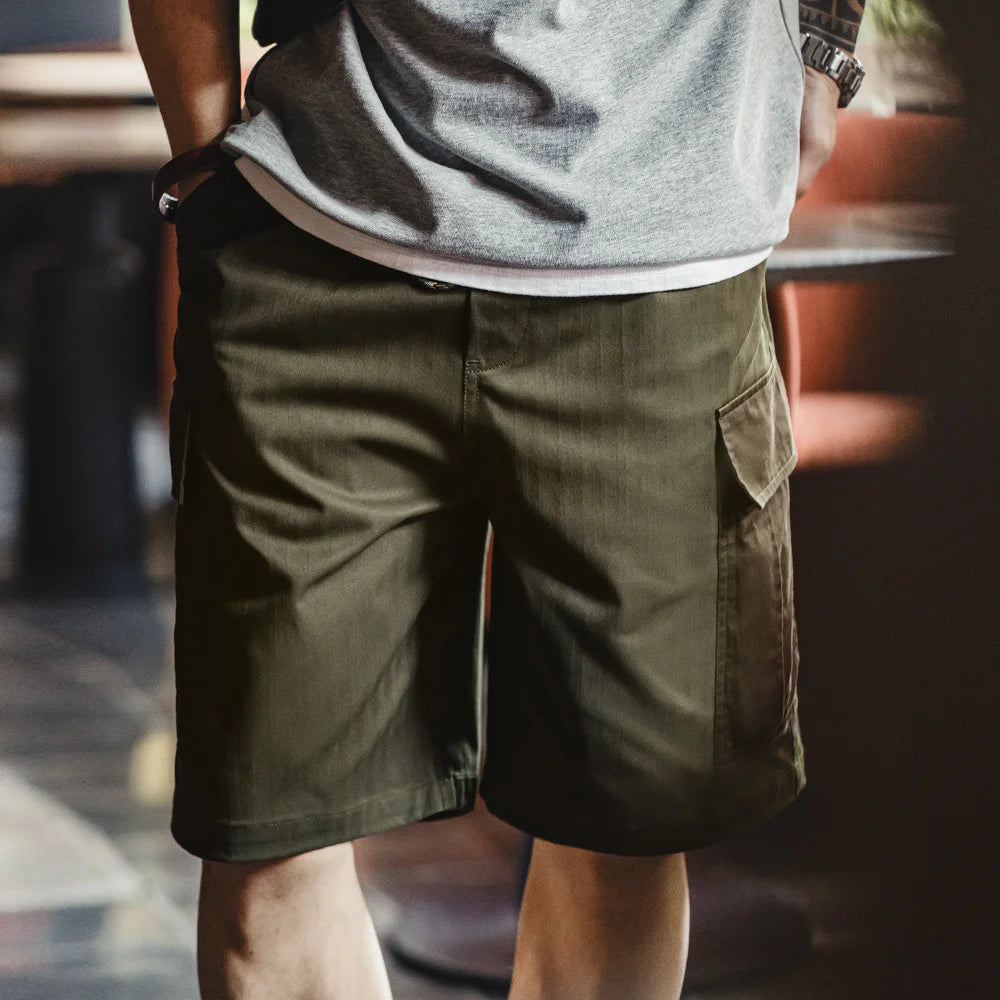 MADEN Herringbone Twill Cargo Shorts-streetwear-techwear