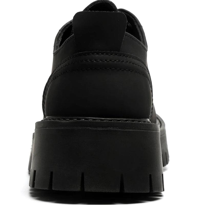 Matte Black Chunky Derby Shoes-streetwear-techwear